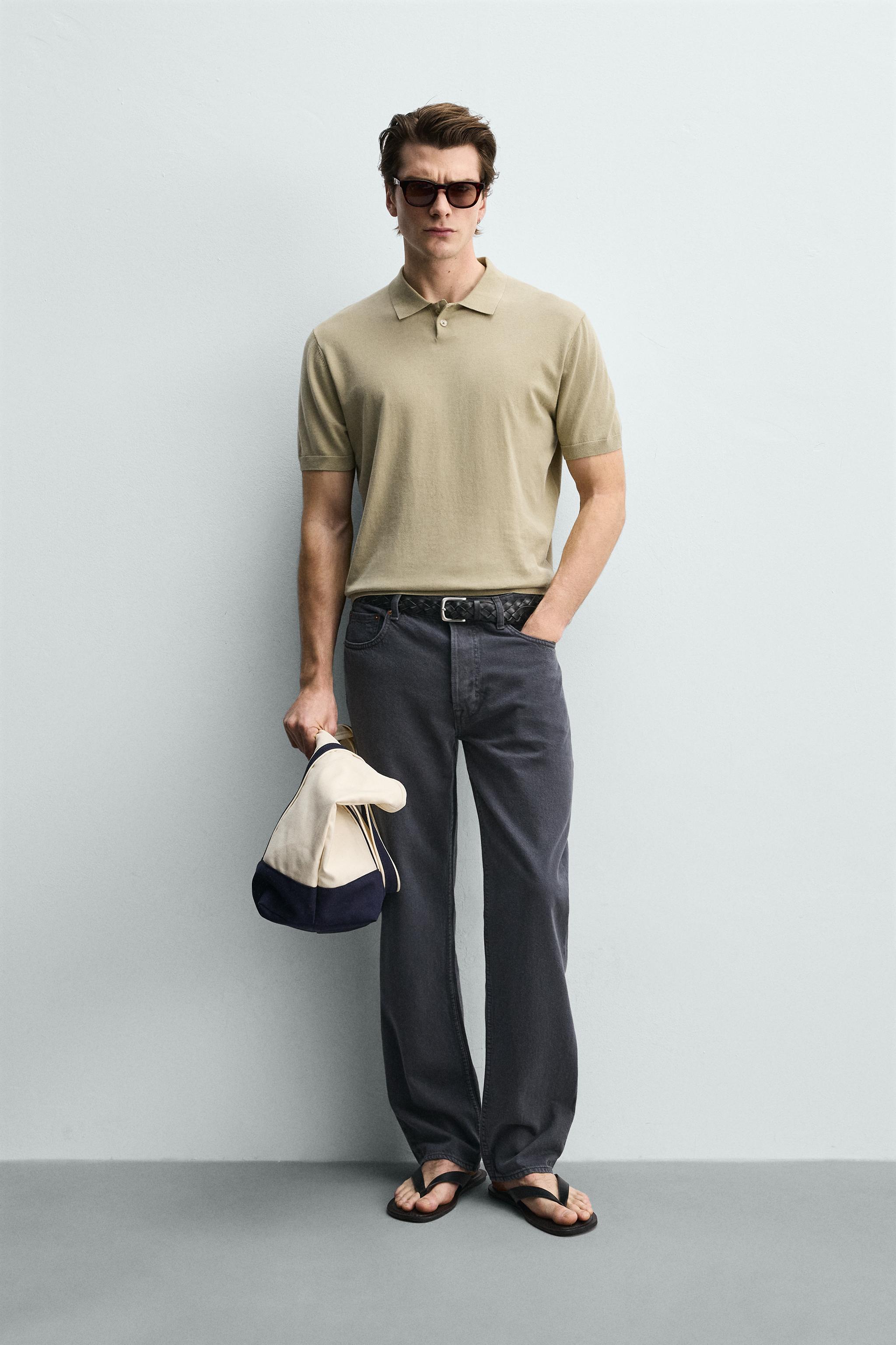 WASHED TEXTURED KNIT POLO